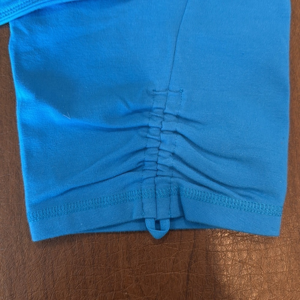 NWT T by Talbots Capri Blue Capri Leggings SZ XL no Back Pocket w Gathered Hem - Picture 6 of 11